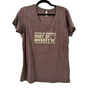 BUFFALO TRACE "Shot of Whiskey" V-Neck Ladies Tee Sz XL Bartender Industry RARE
